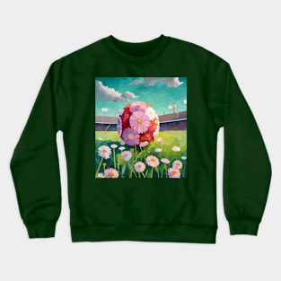 watercolor flowers football on football field Crewneck Sweatshirt